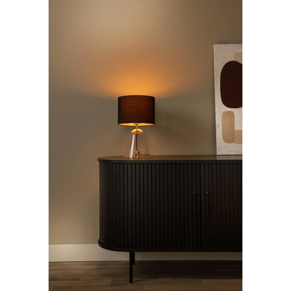 Tafellamp Campana glas met zwarte kap 40cm Lucide 5411212345806
