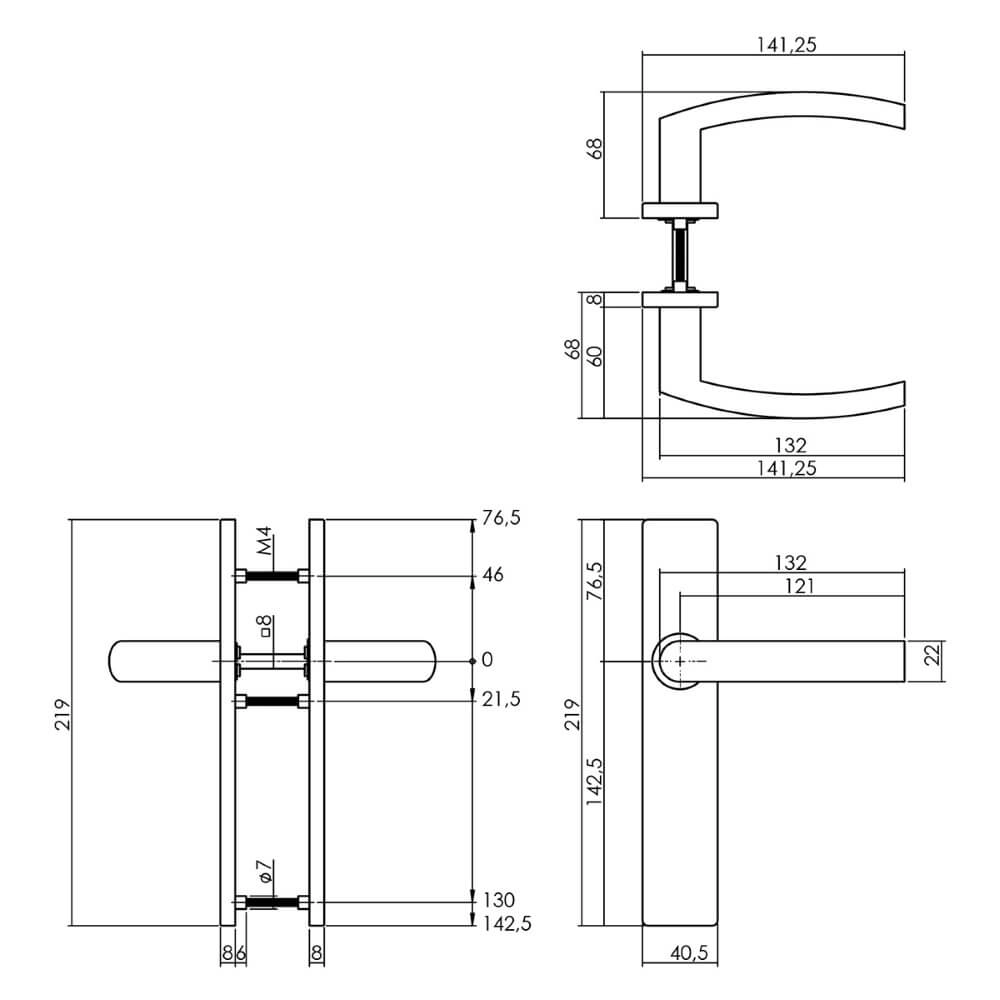 Deurklink Blok rechthoekig RVS Intersteel 8714186187241