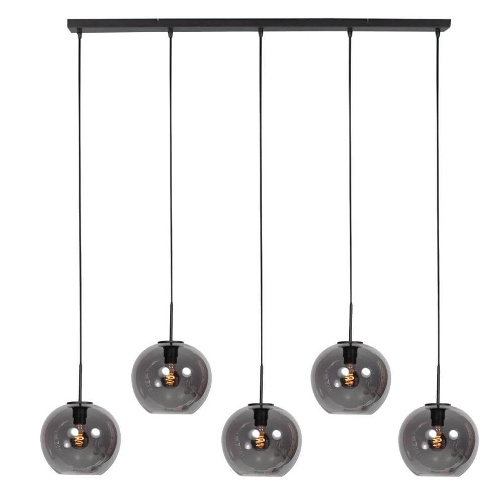 Hanglamp HaloSwap zwart met bol smoke glas