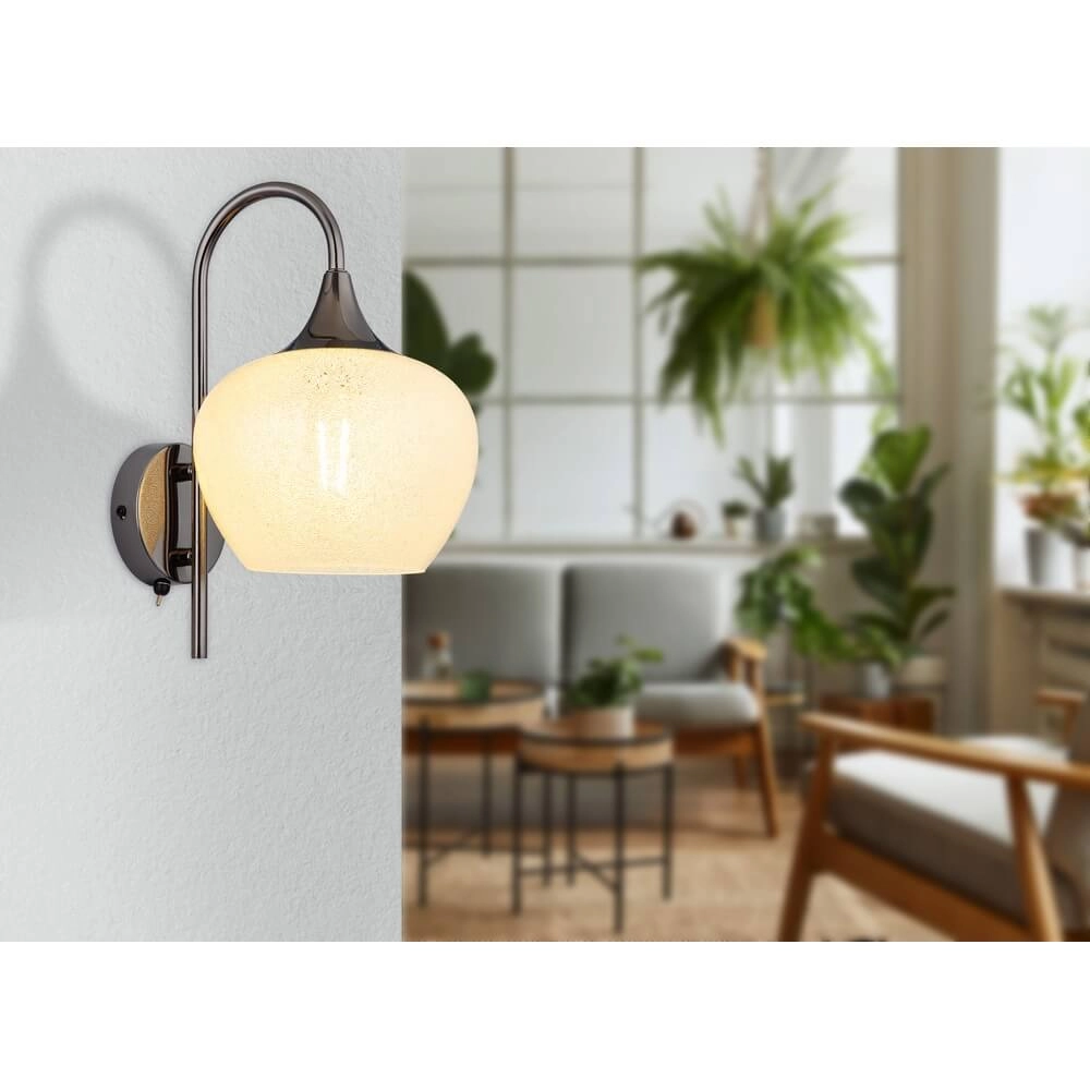 Antraciet wandlamp Maxy met wit glas enkel Globo 9007371447190