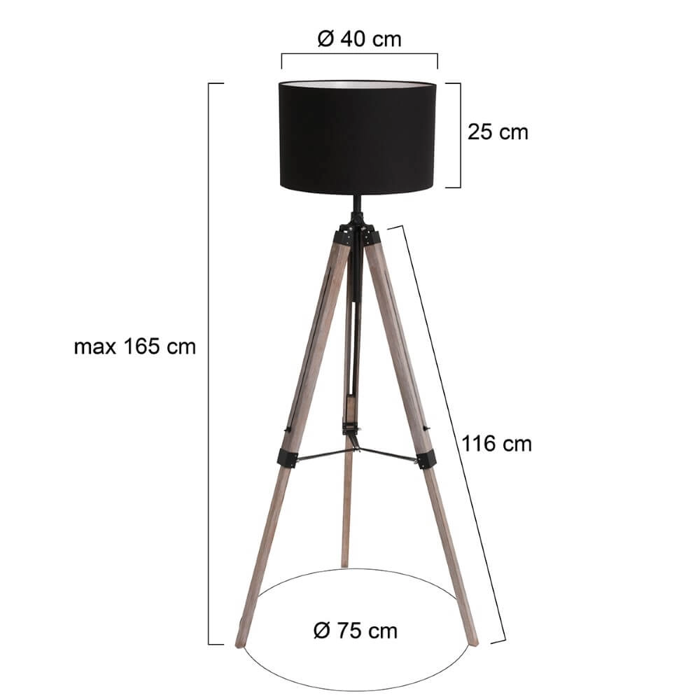 Tripod schemerlamp Triek zwarte kap Steinhauer 8712746152388