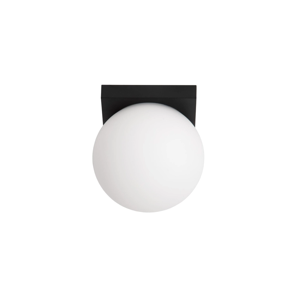 Plafondlamp Tassa zwart met witte bol