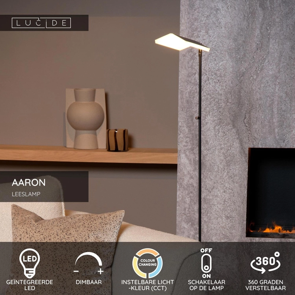 Led leeslamp Aaron design zwart Lucide 5411212194039
