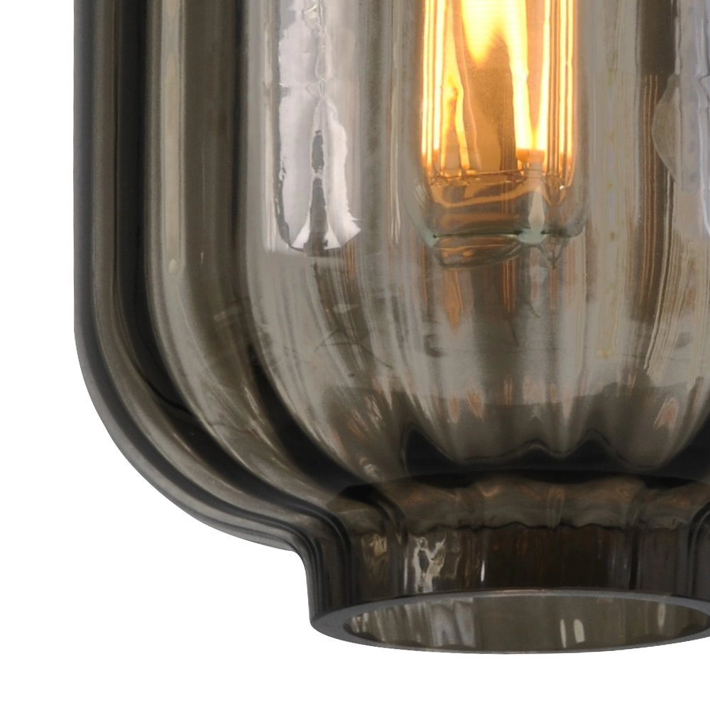 Design plafondlamp Lett lll 20cm zwart met smoke glas Masterlight 8718121181431
