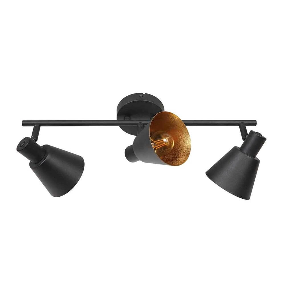 Plafondlamp Oeroe zwart met goud 3-lichts Steinhauer 8712746176346