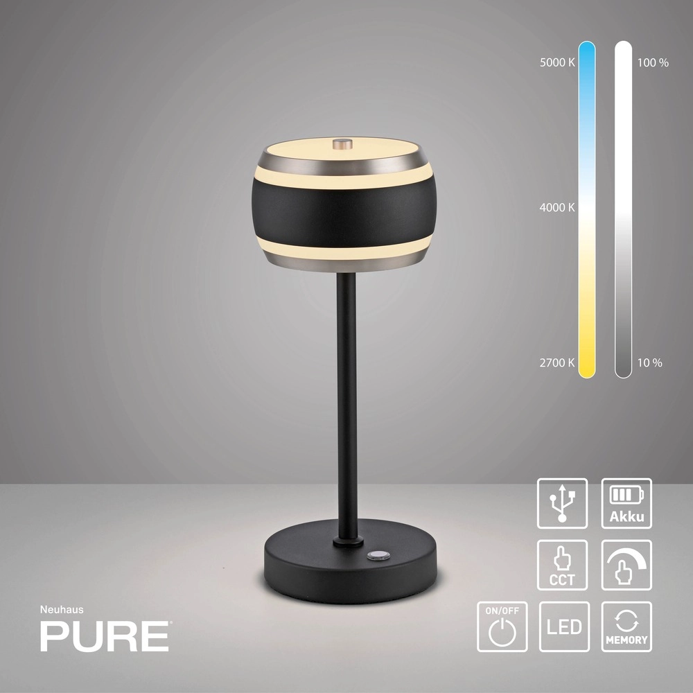 Led tafellamp Pure Falling Rings black pearl Paul Neuhaus 4012248396612