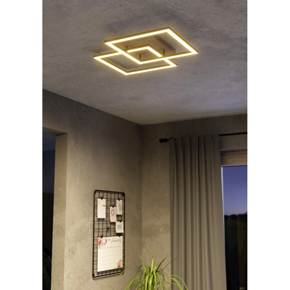 Zigbee plafondlamp Lomaltas-Z zwart met houtlook - vierkant Eglo 9008606327904