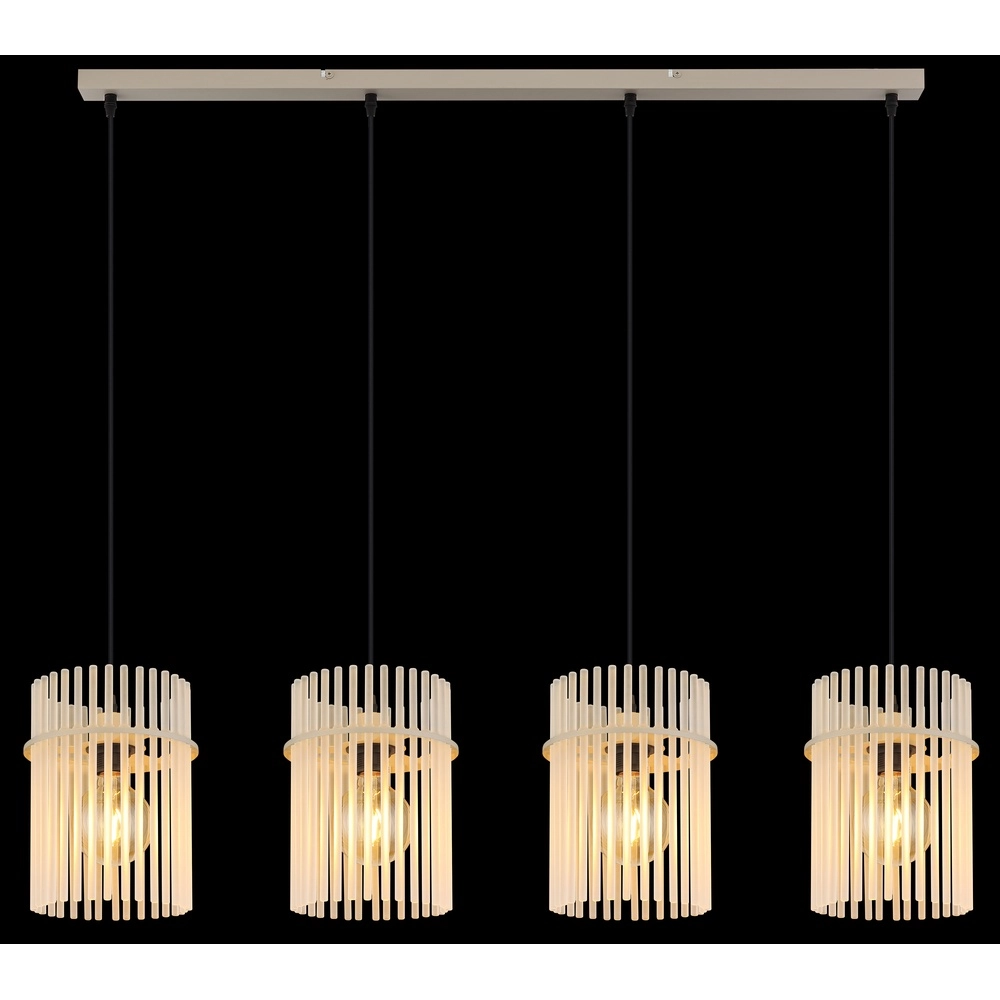 4-lichts hanglamp Gorley zand bruin met glas Globo 9007371572717