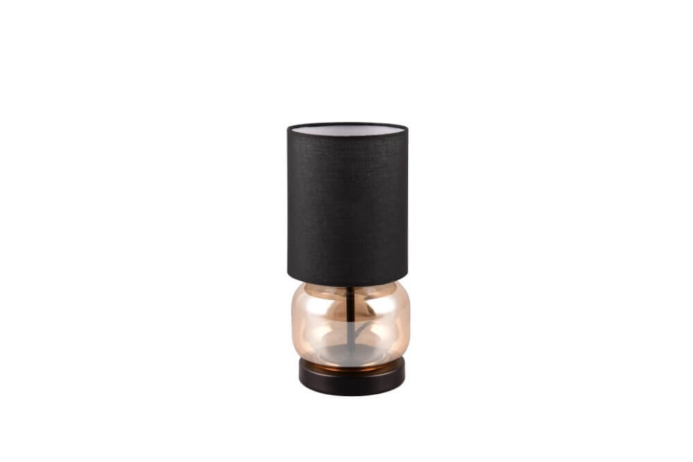Zwarte tafellamp Elio met amber glas Trio 4017807601053