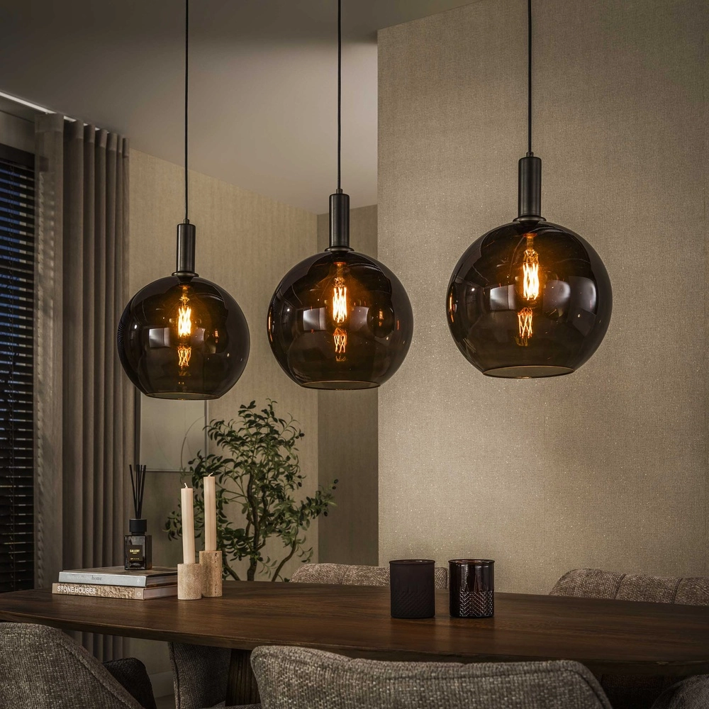 Glazen hanglamp Sfera 3x Ø 30cm - smoke glas