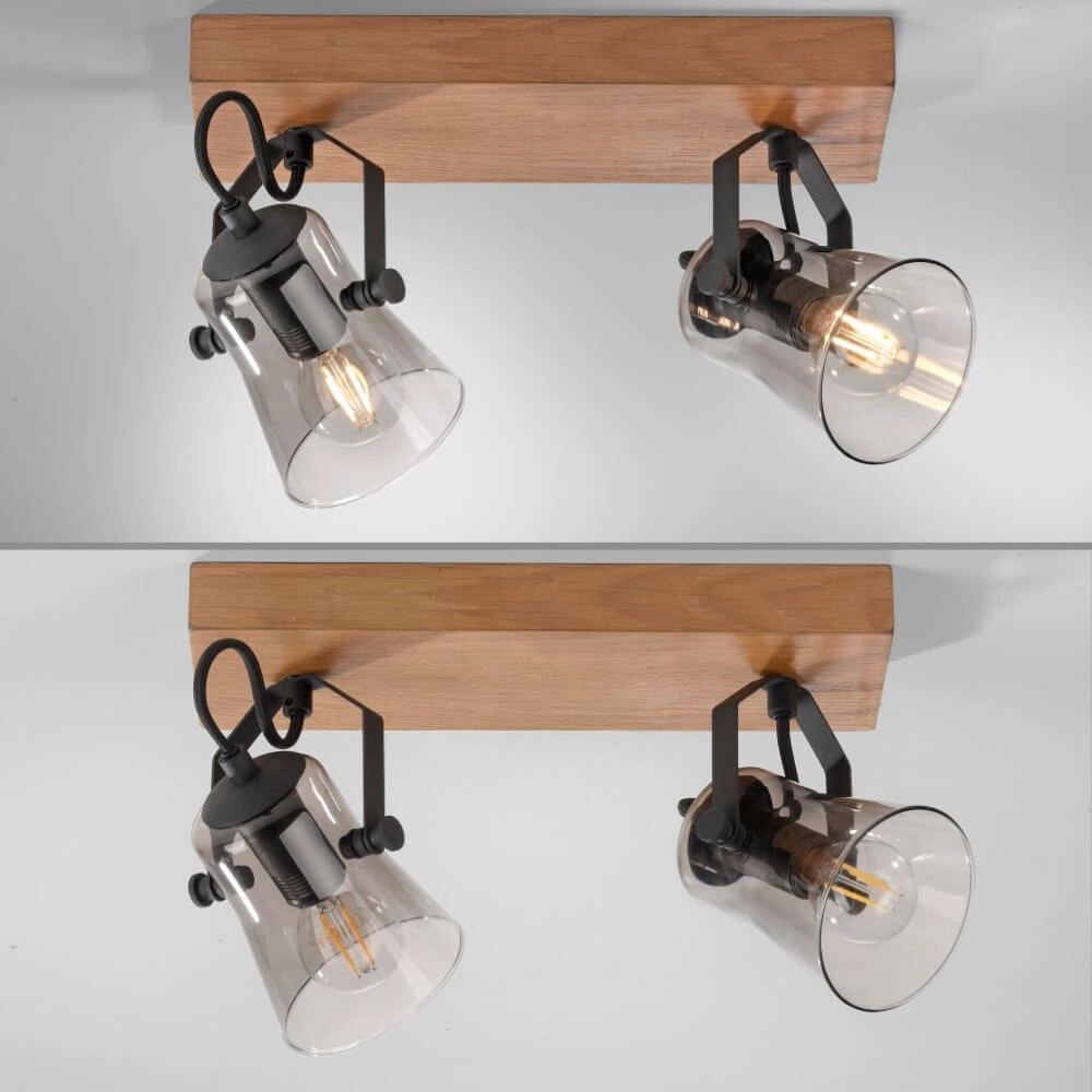 Plafondlamp Green Langstrom hout 2-lichts Just Light 4043689994877
