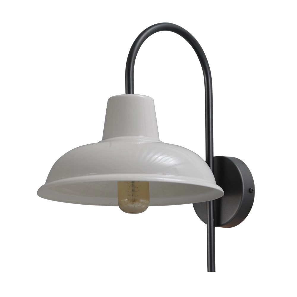 Retro witte muurlamp Industria 33cm zwart met witte kap