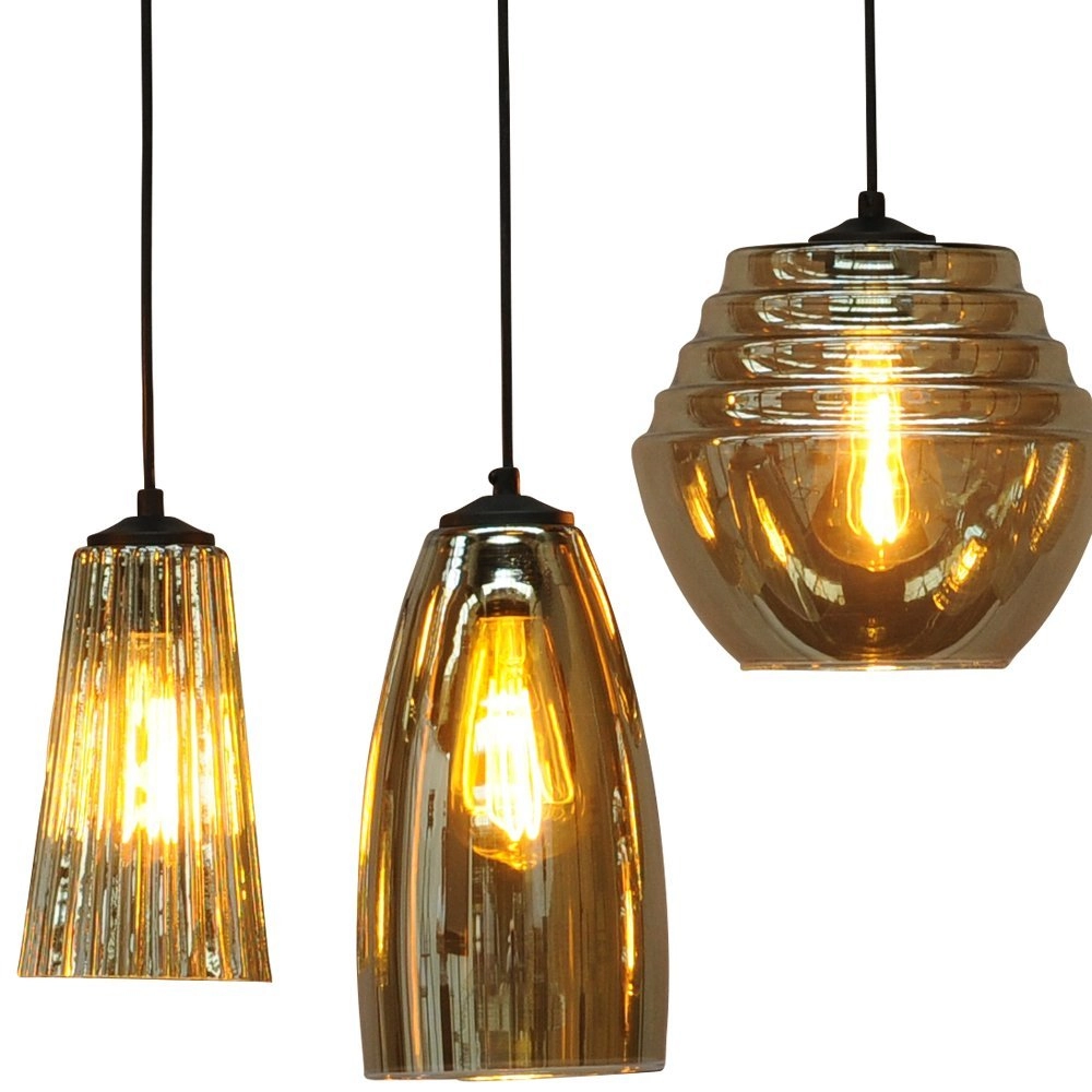 8-lichts hanglamp Quinto 8 zwart met smoke glas Masterlight 8718121216584