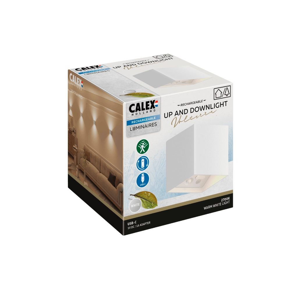 Up & downlighter Volterra wit USB-C oplaadbaar Circle 8712879164098