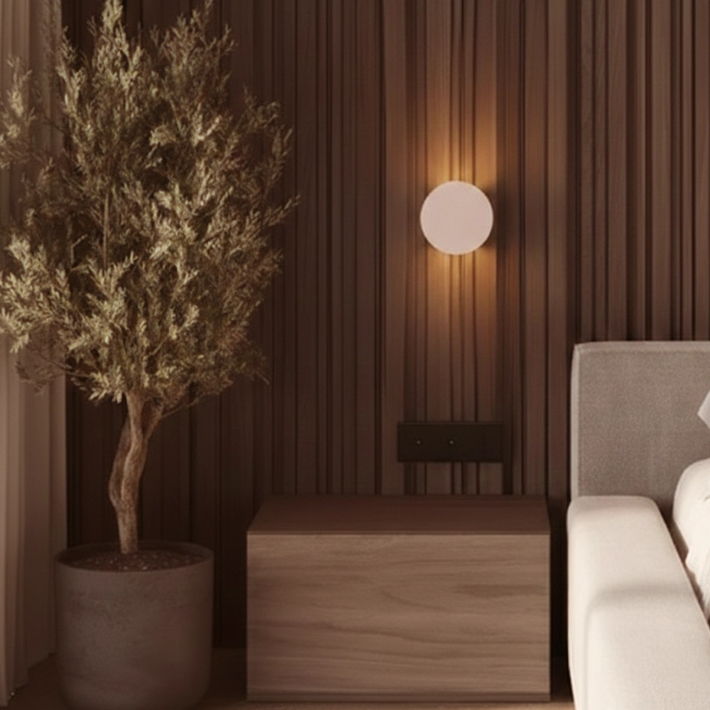 Ronde wandlamp Awa wit Ø 15,5cm