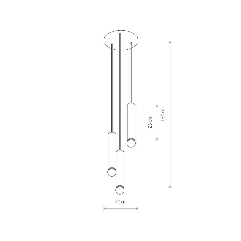 Zwarte hanglamp Baton 3-lichts Lyora 5903139785693