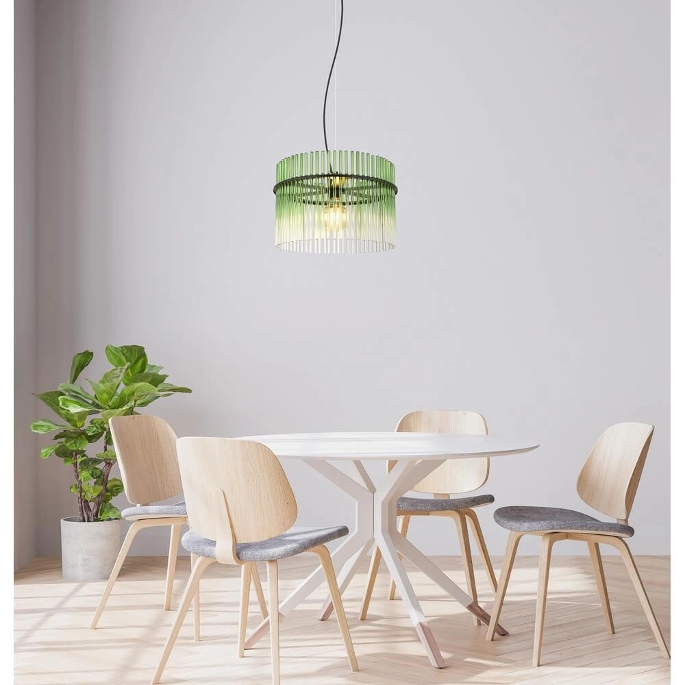 Zwarte hanglamp Gorley met groen glas Ø 40cm Globo 9007371471973