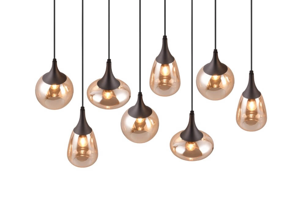 8-lichts hanglamp Lumina met amber glas Trio 4017807577679