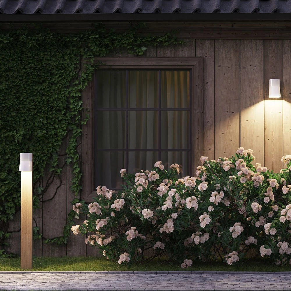 Houten tuinlamp Beacon Teak met wit Royal Botania