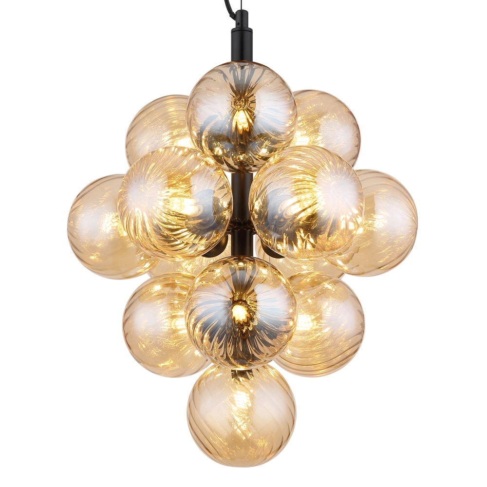 Zwarte hanglamp Conor met amber glas Globo 9007371509188