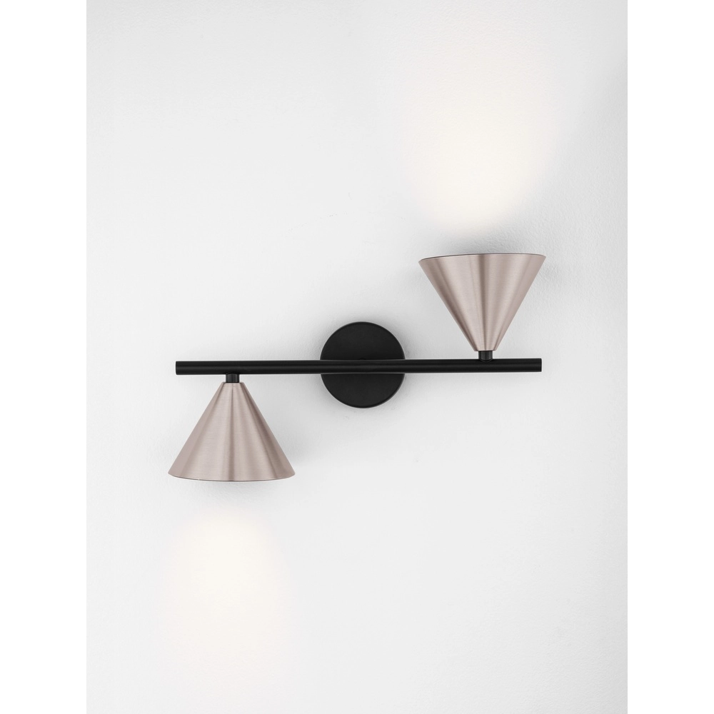 Wandlamp Conico dubbel zwart met koffiebruin Lyora 5212017475404