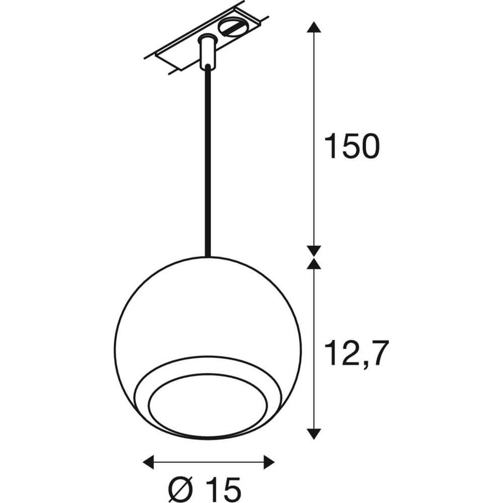 Hanglamp voor rail Light Eye 150 wit 1-fase Ø 15cm SLV 4024163295512