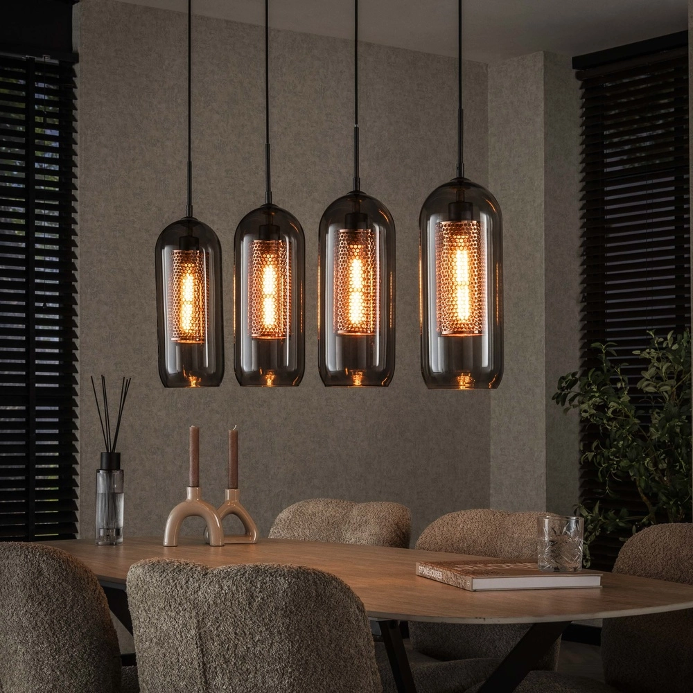 4L hanglamp Smoke E27 - zwart met roodkoper