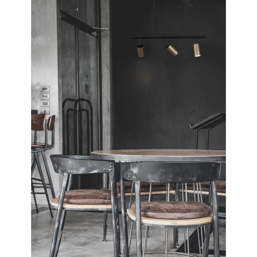 Hanglamp Pogno 3-lichts zwart met goud recht Lyora 5212017440662