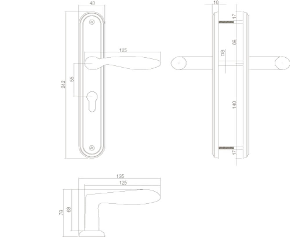 Retro deurklink George PC 55mm nikkel mat Intersteel 8714186182369