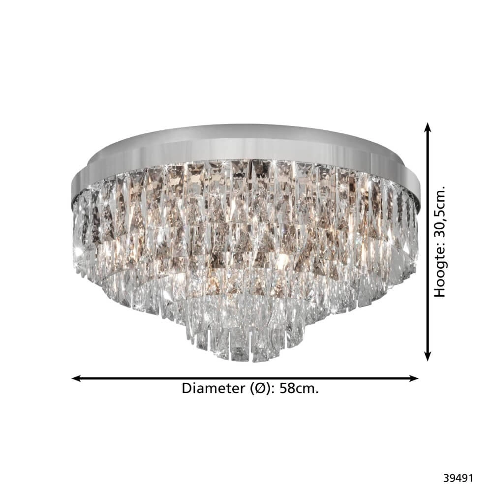 Plafond kroonluchter Valparaiso 1 chroom Ø 58cm Stars of Light 9002759394912