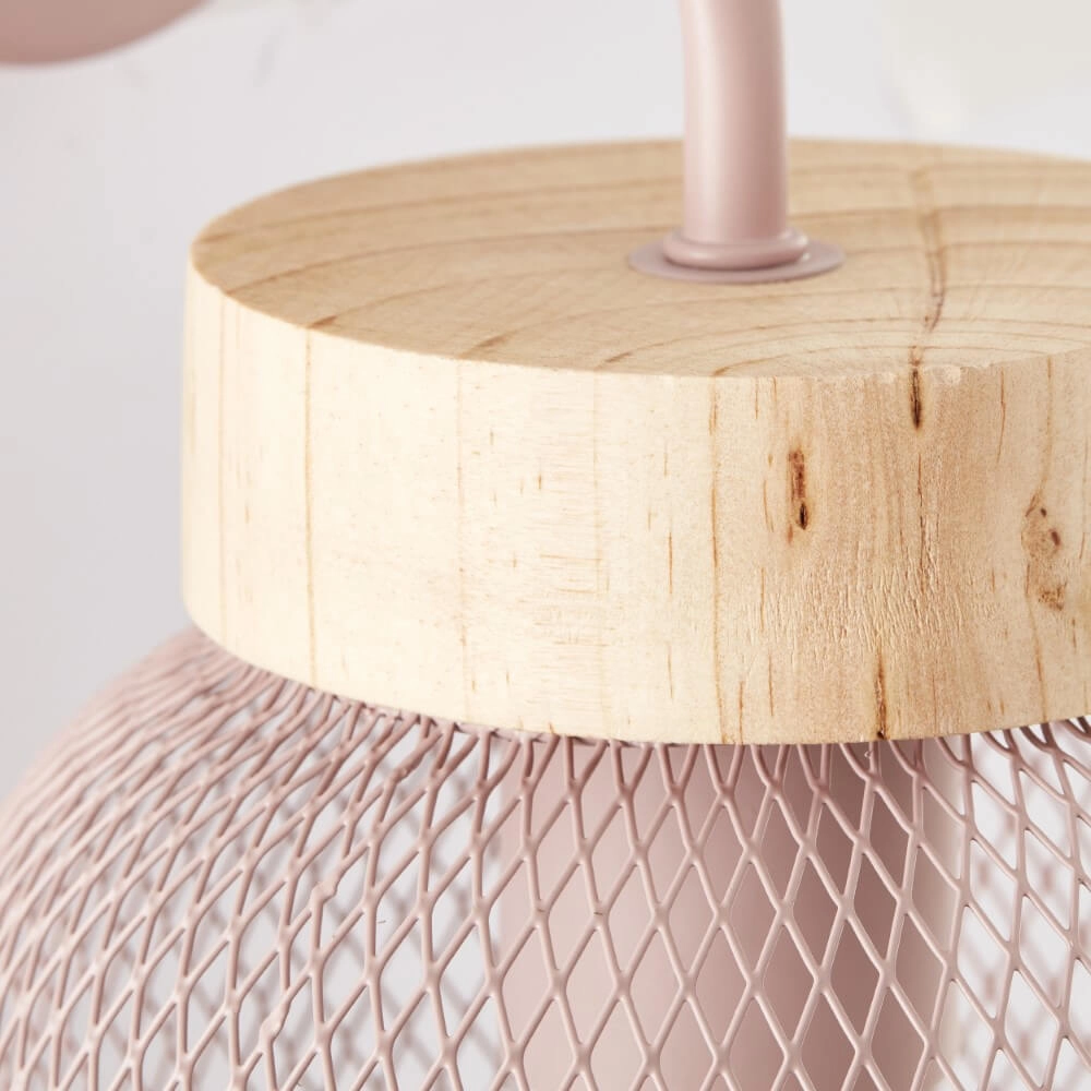 Wandlamp Giada roze met hout Brilliant 4004353354144