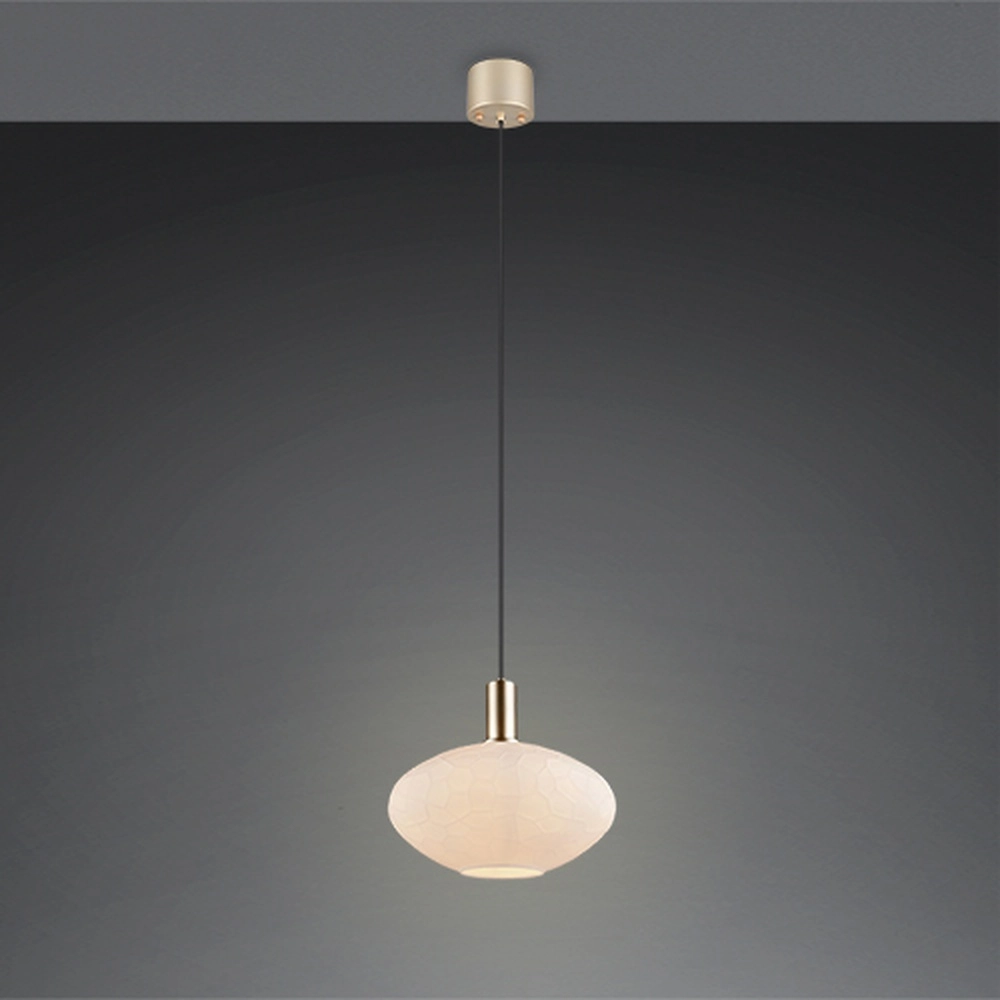 Hanglamp Emelie goud met wit glas Trio 4017807724264
