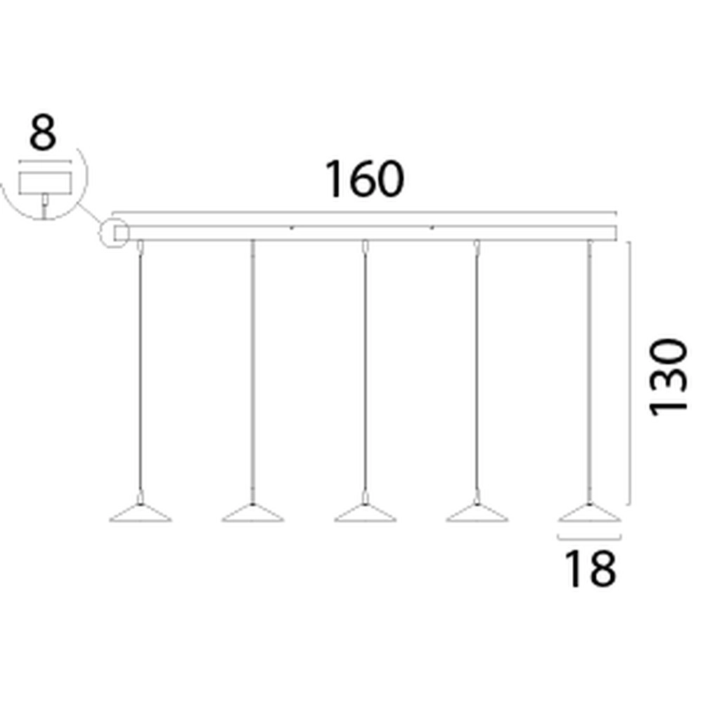 5-lichts hanglamp Ceppo zwart Ø 18cm Masterlight 8718121352077