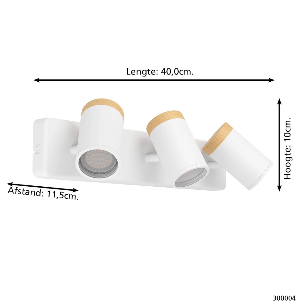 Plafondlamp Consuma 3-lichts wit met hout Eglo 9008606323685