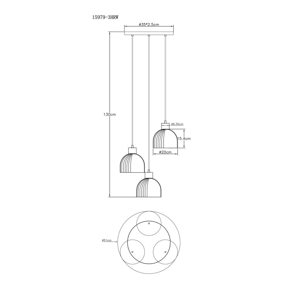 3-lichts hanglamp Swanson wit Globo 9007371592999