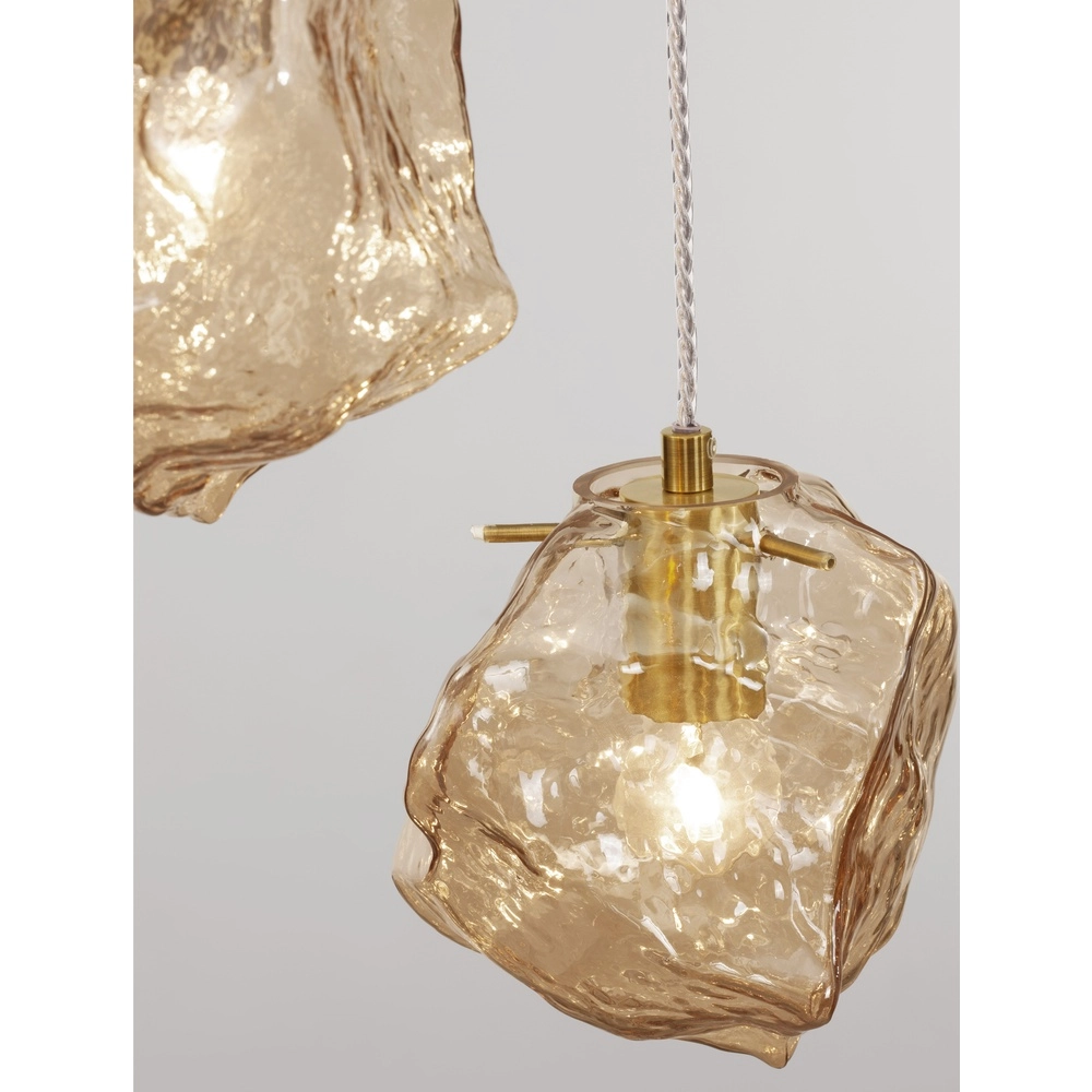 Hanglamp Odelle 5-lichts goud met amber glas Lyora 5212017434401