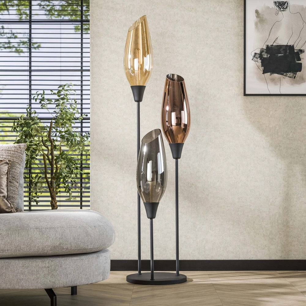 Glazen vloerlamp Cocoon 3x E27 - 168cm - XL glas Lyora 8716803511897