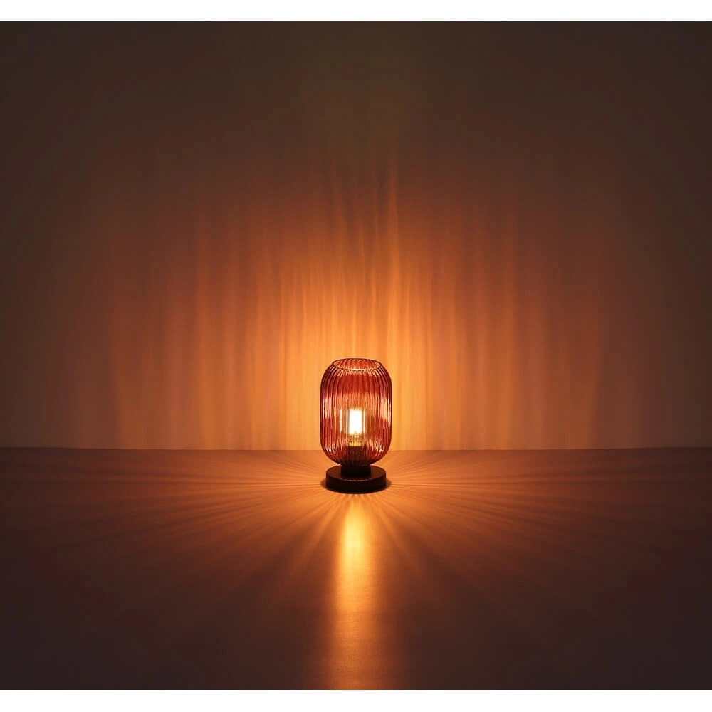 Ronde tafellamp Normy rood glas Ø 14cm Globo 9007371450299