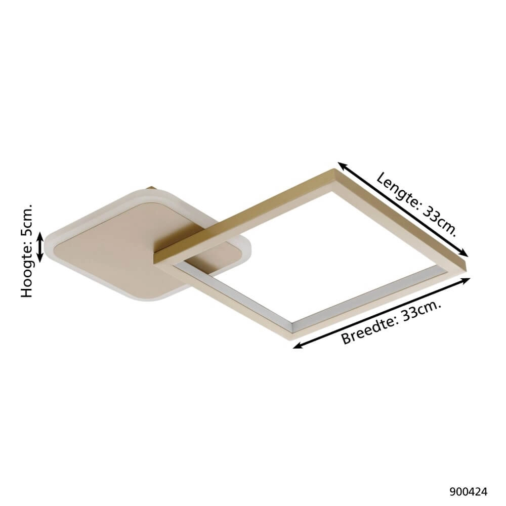 Instelbare led plafondlamp Gafares vierkant - goud Eglo 9008606241033