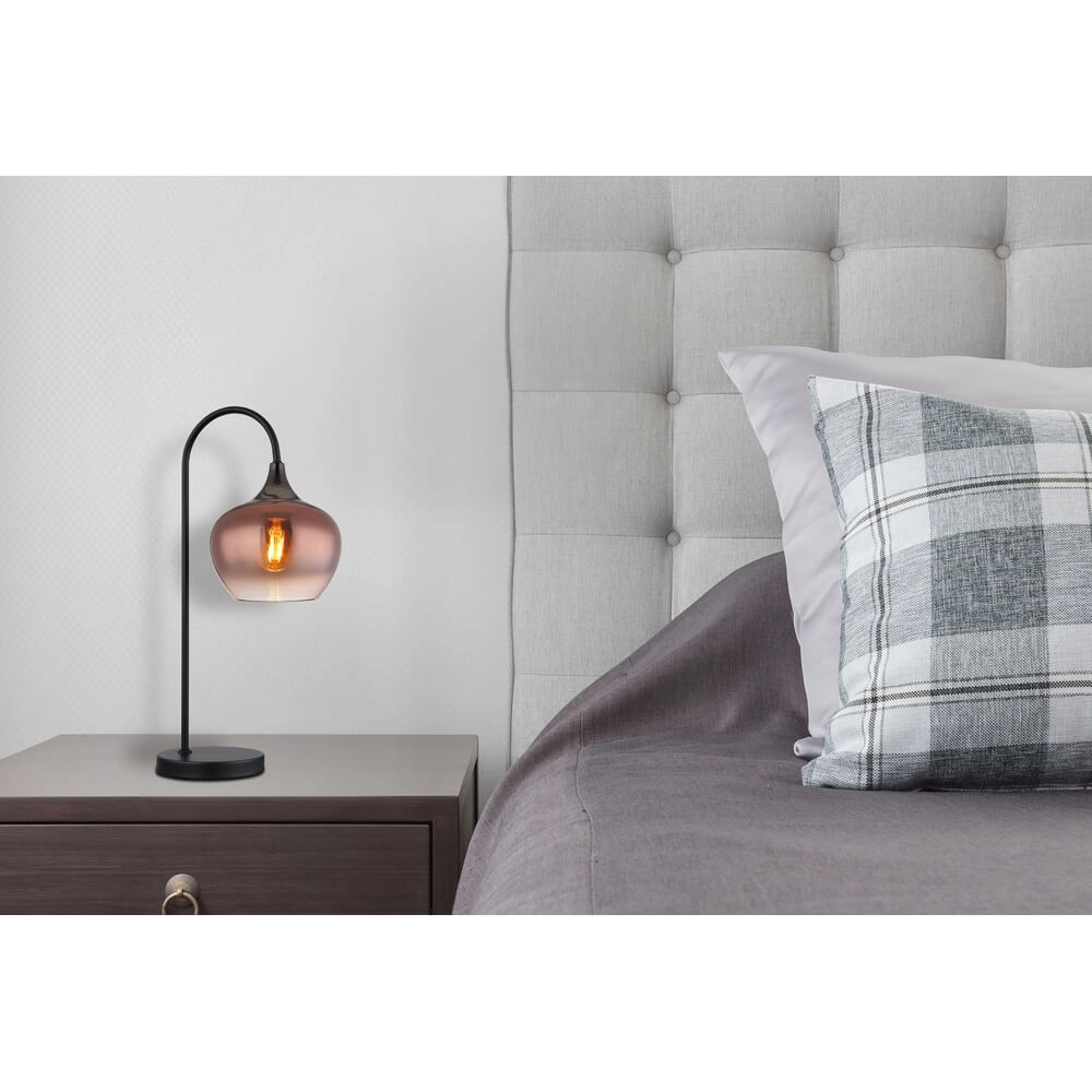 Zwarte tafellamp Maxy met rood glas enkel Globo 9007371456987