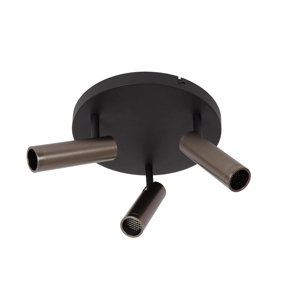Strakke plafondlamp Grado 3-lichts metaalgrijs