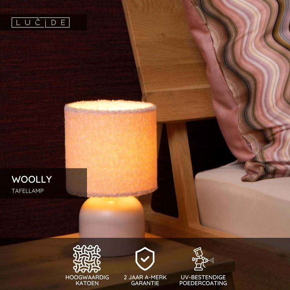 Tafellamp Woolly roze Lucide 5411212105882