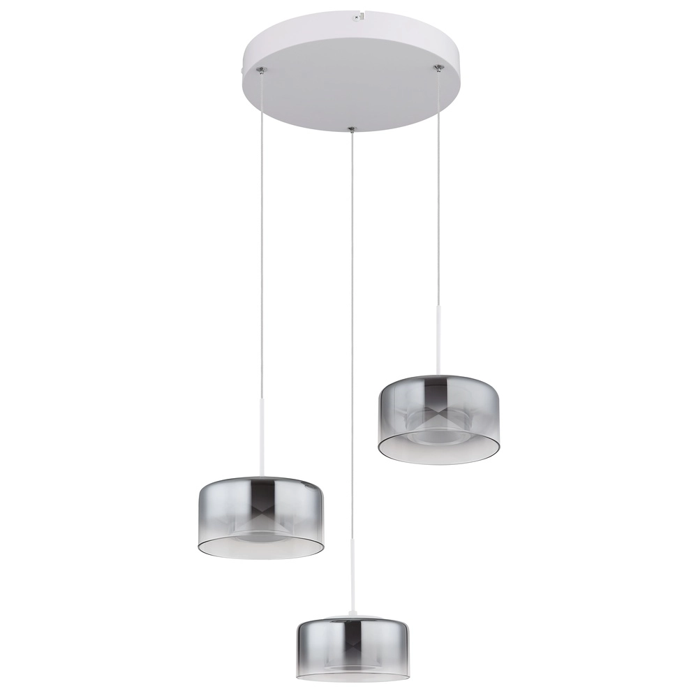 Design hanglamp Belinda 3-lichts wit met smoke glas Globo 9007371578368