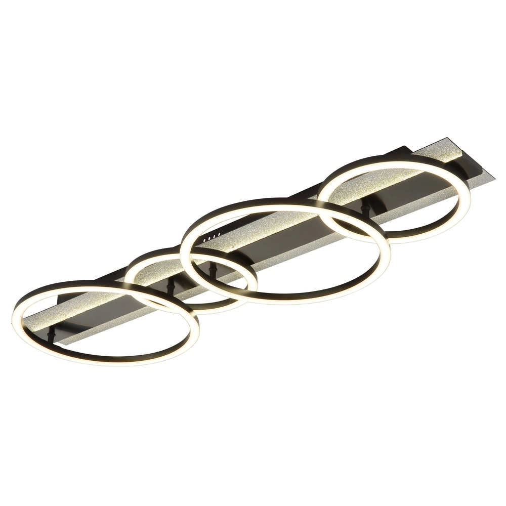 Zwarte plafondlamp Norberto 4 ringen