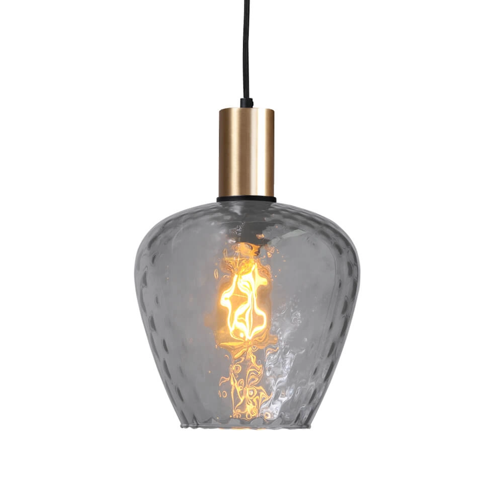 3-lichts hanglamp - goud - Porto met Diamond smoke glazen Masterlight 8718121269627