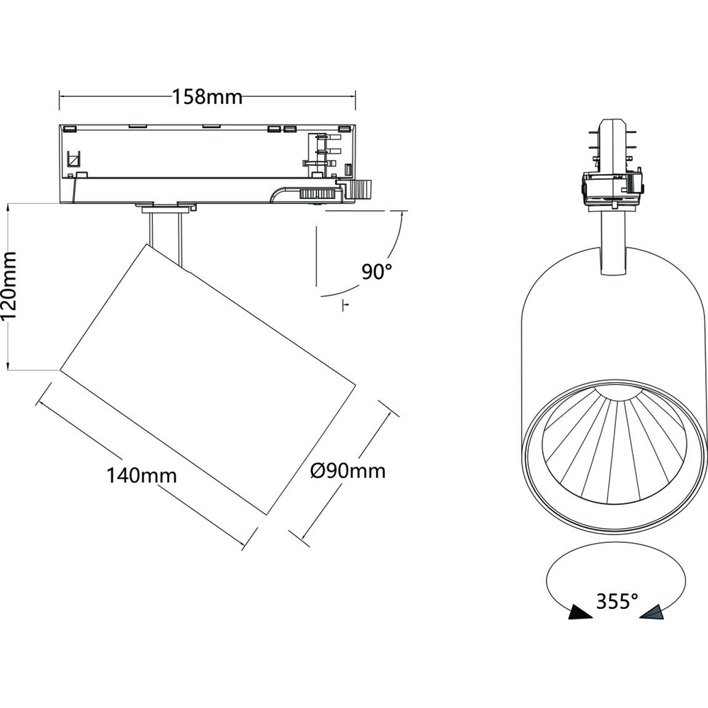 Zwarte Trackspot voor rail 3-fase 17W - 4000K - 60° SLV 4024163319768
