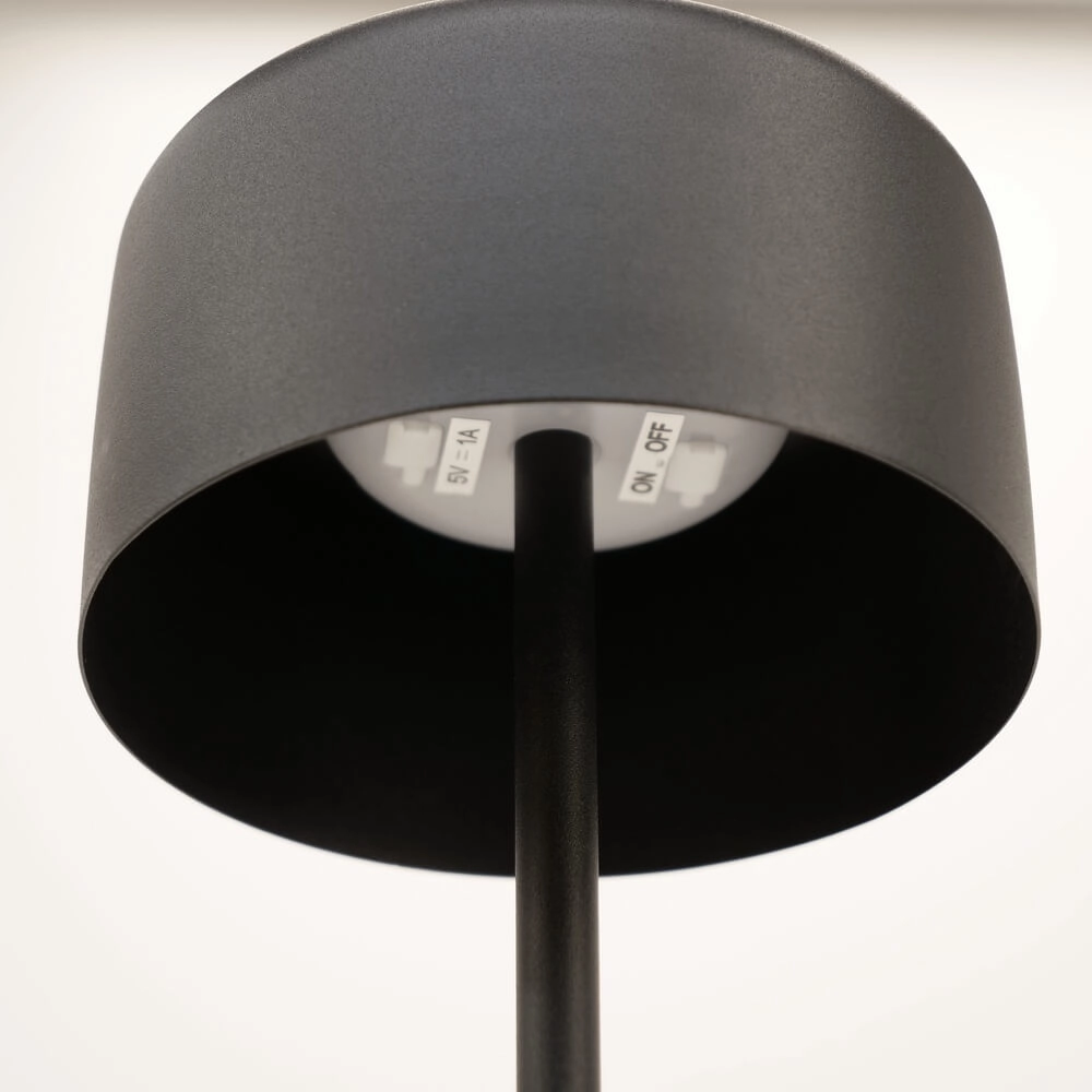 Strakke tafellamp Roccanova solar zwart met usb Eglo 9008606355037