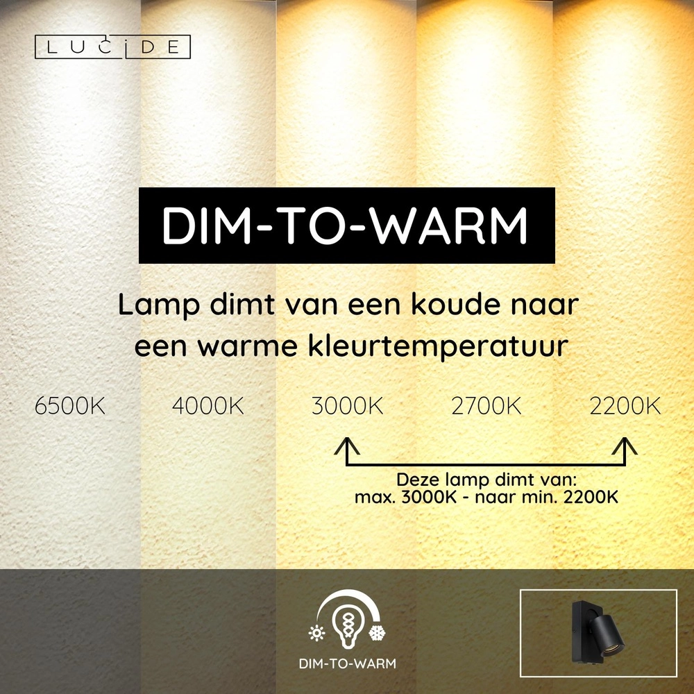 Bedlampje Nigel met USB oplaadpunt zwart Lucide 5411212092731