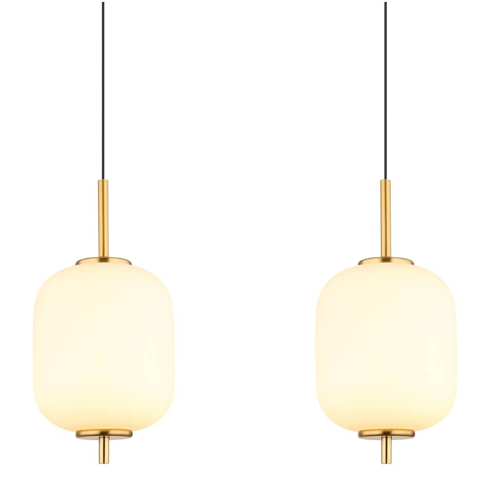 Gouden hanglamp Ewald 4-lichts wit glas Globo 9007371449583
