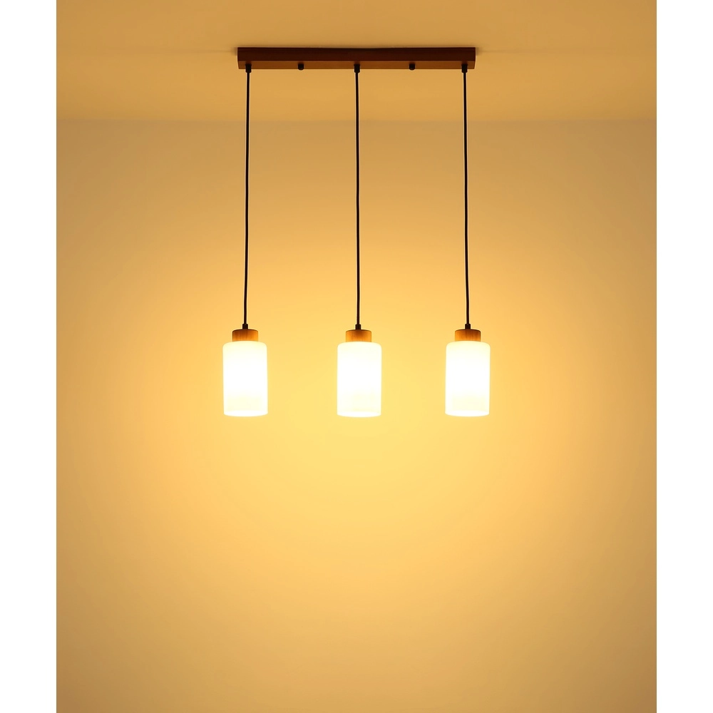 Hanglamp Rowena 3-lichts hout Globo 9007371580248